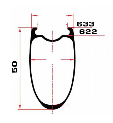 SMParts. Force 50, T700 Clincher Carbon Felge, 700c 28", TLR - UD Gloss
